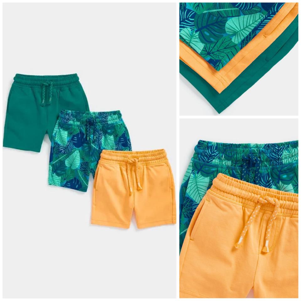 MOTHERCARE SALE, 3 Pack Jungle Green Jersey Shorts