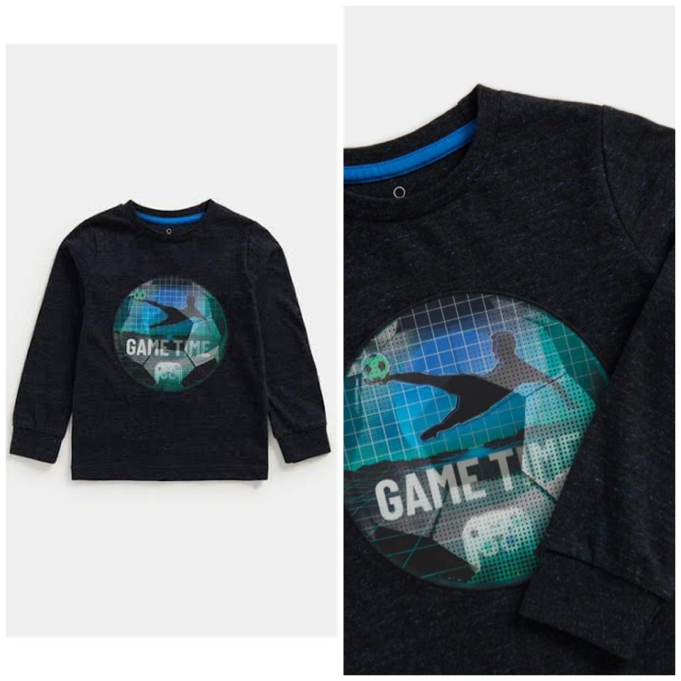 MOTHERCARE SALE, Game Time Black Longsleeve Tshirt