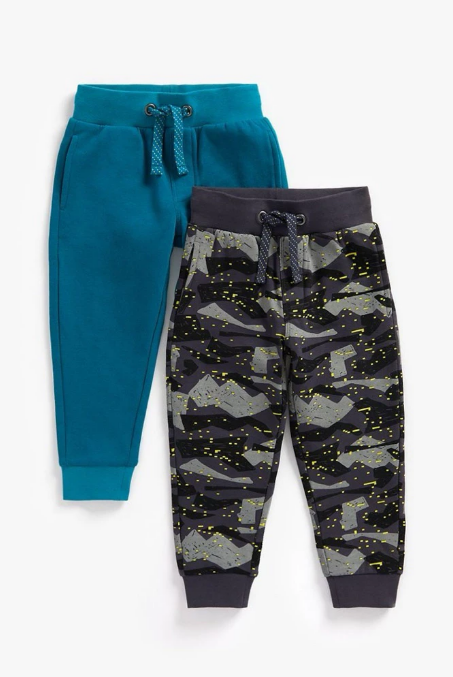 MOTHERCARE SALE, 2 Pack All over Print and blue Jogger