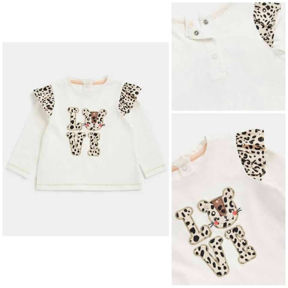 MOTHERCARE SALE, Love Leopard White Longsleeve Tshirt