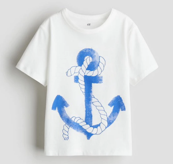 H&M SALE, Anchor White Tshirt