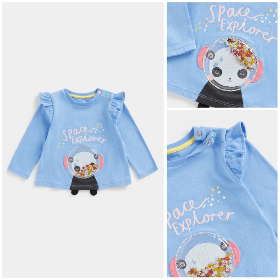 MOTHERCARE SALE, Space Explore Blue Ruffle Longsleeve Tshirt
